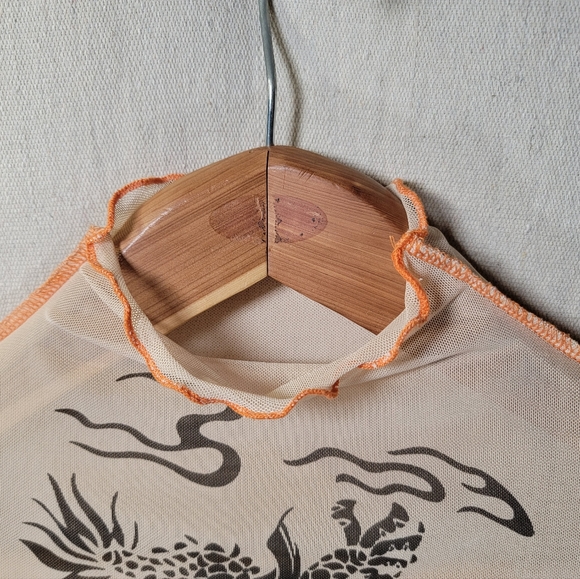 Oriental Dragon Turtle Neck Shirt Sheer & unique Ready for a day out or a party. - Picture 5 of 9